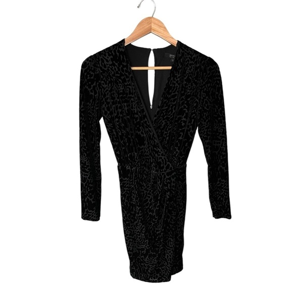 NWT ALLSAINTS Laney Devore Dress in Black - Velour Leopard - Picture 2 of 10